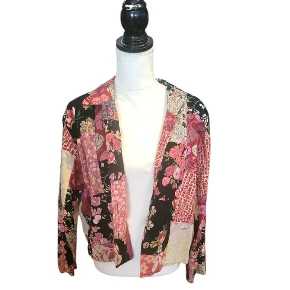 Casual Studio New York Patchwork Black and Fushia Long Sleeve Jacket in Size XL - Picture 2 of 6